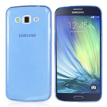 Samsung Galaxy A3 (A300) Kılıf Soft Silikon Şeffaf-Mavi Arka Kapa