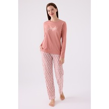 Arnetta 3071 Uzun Kol Kadın Pijama Takımı Pembe
