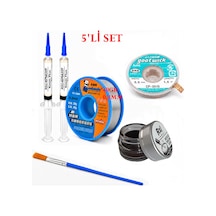 Lehimleme Seti 0,8 Mm 40 Gr Lehim Teli 2 Li Flux Cp-3515 Lehim Fitili Havya Ucu Temizleme Kremi Fırça Seti St05