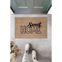 Rugmood Modern Dijital Baskı Paspas - Sweet Home Paspas - Kapı Önü Paspası 70x45cm Kahverengi