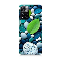 Xiaomi Redmi Note 11 Pro Uyumlu Mavi Turkuaz Taşlar Ve Yeşil Yaprak Desenli Silikon Kılıf Xiaomi Redmi Note 11 Pro Uyumlu Mavi Turkuaz Taşlar Ve Yeşil Yaprak Desenli Silikon Kılıf