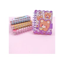Hello Bear Cırtlı Cep Boy Sevimli Ayıcık Mini Not Defteri 7x8 Cm - Mor