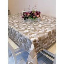 Elyaflı Pvc Muşamba - Desenli Silinebilir Masa Örtüsü Fnt12191 Kahverengi