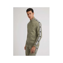 Guess Full Zıp New Arlo Sweatshırt - Erkek Dik Yaka Fermuarlı Logo Şerit Detaylı Haki Çok Renkli