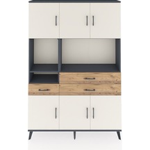 Arges Dolap 9 Raflı 3 Çekmeceli 6 Kapaklı 132x30x195 Antrasit-aytaşı/çam Aytası/atlas Çam