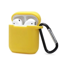 Apple Airpods Uyumlu 2 2.nesil Sert Silikon Kılıf - Sarı Düz Renkli