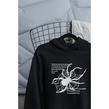 Macklin Unisex Kadın Erkek The Best Spider Ön Arka Baskılı Özel Tasarım Baskılı Kapşonlu Sweatshirt Siyah Mck1518 Siyah