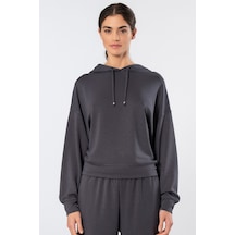 Türen Kadin Kapüsonlu Sweatshirt Antrasit