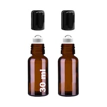 Çelik Roll On Şişesi 30 ML Sızdırmaz Siyah Kapaklı Amber Cam Şişe 2 Adet