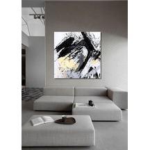 Soyut Büyük Boy El Yapımı Yağlı Boya Tablo 115x116cm