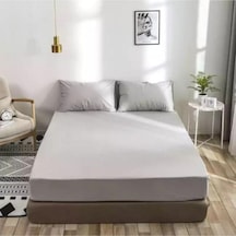 Gri Renkli %100 Pamuklu Penye Kumaşından Lastikli Çarşaf 120x200