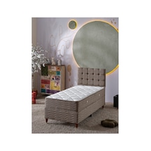 Beehanem Bengü Premium Baza + Yatak + Başlık Seti 90x190 Tek Kişilik Keten Kahverengi Modern 3'lü 90 x 190
