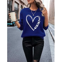 Kozia Outdoors Malkoçbey Oyaka Baskılı Kalp Baskılı Sweatşhirt Mavi Mavi