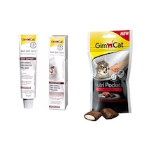Gimcat Hairball Malt Soft Extra 20 G + Gimcat Nutri Pockets Biftekli Kedi Ödül Maması 60 G