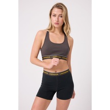 Racer Crop Top Racer Back Crop Top-3'li Avantaj Paketi-3410 Kömür Gri Kahve