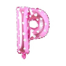 P Harfi 16 İnç Pembe Kalpli Renk Folyo Balon 36 Cm Pembe 256