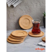 6 Adet Yuvarlak Bambu Çay Tabağı, Bardak Altlığı, Fincan Tabağı Bambu