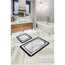 Gri Modern Klasik Banyo Halısı Klozet 2'li Paspas Seti Bs287n11
