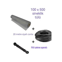 Netpen 3'lü Sineklik Seti 500x100 Cm Tül, 20 Mt. Siyah Conta, Fit
