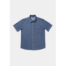 Colin's Colins Regular Fit Klasik Yaka Düz Erkek Light İndigo Denim Kısa Kol Gömlek Cl1081127 Q1.v1 Dn45006 Mavi