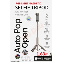 Rgb Işıklı Selfie Tripod Çubuğu Bluetooth Kumandalı Uzayabilir Led 1.63m Işık Tripod Telefon Stand