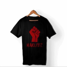 Modi 1 Mayıs Emek Ve Dayanışma Günü Haklıyız Baskılı Bisiklet Yaka T-shirt - Siyah Açık Lacivert - Gri - Siyah