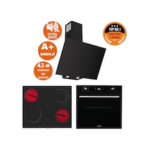 Afm Tech Ve Ferre Ivon Sessiz Vitro Elektrikli Siyah D077-SA + MS263 + FM7700 Ankastre Set