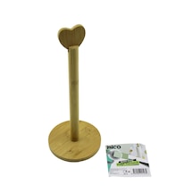 Go İthalat Yuvarlak Altlık - Çap 12cm Ahşap Bambu Kağıt Havluluk Başlı Sap 28.5cm