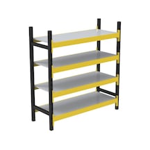 4 Katlı Tekli Midi Rack - Ekonomik Depo,arşiv, Kiler Rafı Siyah-turuncu-35x120 Cm-100 Cm Çok Renkli