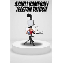 Depomıx Akıllı Telefon Vlog Kiti Tripod Mini Mikrofonlu Telefon Tutucu