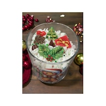 Yılbaşı Temalı Bitkisel Soya Vegan Mum Vanilya Kokulu 10x8,5 Cm Beyaz