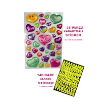 3d Kalpler 35 Parça Sticker Seti Ve 140 Harf Çıkartma Seti