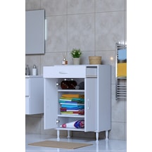 Eliusta Taha 55 Cm 3 Bölmeli Beyaz Çok Amaçlı Dolap 2 Raflı Banyo Mutfak Dolabı 55x88x32,5 Cm Düzenleyici Beyaz