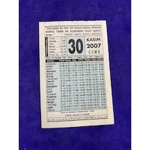 30 Kasım 2007 Takvim Yaprağı - Nostalji Koleksiyonluk Takvim Yaprağı