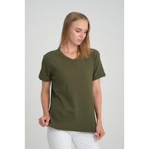 Alexandergardı Fitilli V Yaka Comfort Fit T-shirt E24-74602 001