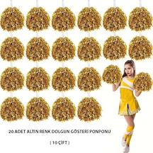 10 Çift 20 Adet Altın Renk 23 Nisan 19 Mayıs 29 Ekim Okul Gösteri Ponponları Bx40 +0
