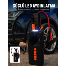 10000mah Şarjlı Araç Kompresörü Akü Takviye Cihazı Powerbank Özellikli Dijital Lastik Şişirme Pompası 2 Yıl