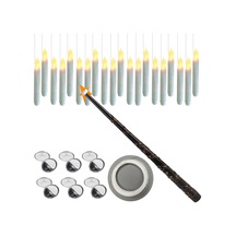 Geeksen 20 Adet Led Mum Işığı, Uçan Cadı Asa Kumandalı, Islak Isı Beyazı Ve Parıltı Modu, Pil Dahil Değil Altın