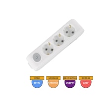 Viko 90117300 Multi-Let Anahtarlı Topraklı Çocuk Korumalı Klemensli Grup Priz 3'lü Beyaz