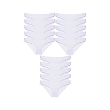 Hubrendy Tedarik 15 Adet Süper Eko Set Likralı Kadın Slip Külot Beyaz Çok Renkli