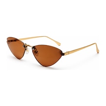 Narmin Kahverengi Gold Kedi Gözü Çerçeve Kahverengi Cam Unisex Uv400 Vintage Retro Güneş Gözlüğü