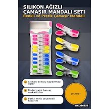 Silikon Ağızlı Şeffaf Plastik Mandal Seti, Bas Aç Pratik Çamaşır Mandalı 10 Adet Bx-316853 Diğer
