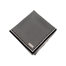 Vakko Twill İpek Eşarp - Helezon Monogram - Siyah Krem