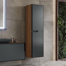 Orka Craft 40 Cm Mdf Ceviz-Mat Antrasit Banyo Boy Dolabı Antrasit