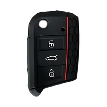 Autohan Keys Volkswagen Golf 7, Polo, Tiguan, Seat, Skoda İçin Siyah Silikon Anahtar Koruma Kılıfı, Petek Desenli