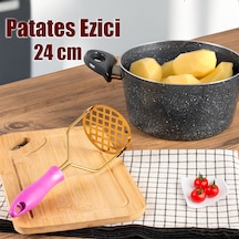 Porsima Paslanmaz Metal Patates Ezici Patates Ezeceği 24cm Mor