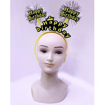 Lvsqvr Happy Birthday Püsküllü Neon Sarı Renk Doğum Günü Tacı 22x19 Cm