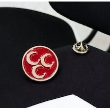 Üç Hilal Kırmızı Gümüş Yaka Rozeti