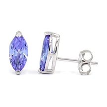 Beverly Lila Aleksandrit İthal Gümüş Küpe-756 Silver