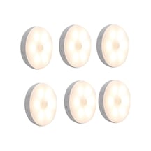 Xurunkeji Puck Light Led Hareket Sensörlü Dolap Işıkları Usb Şarj Edilebilir Dolap Altı Tezgah Aydınlatma Gece Lambası Sıcak Beyaz 6 Adet Beyaz